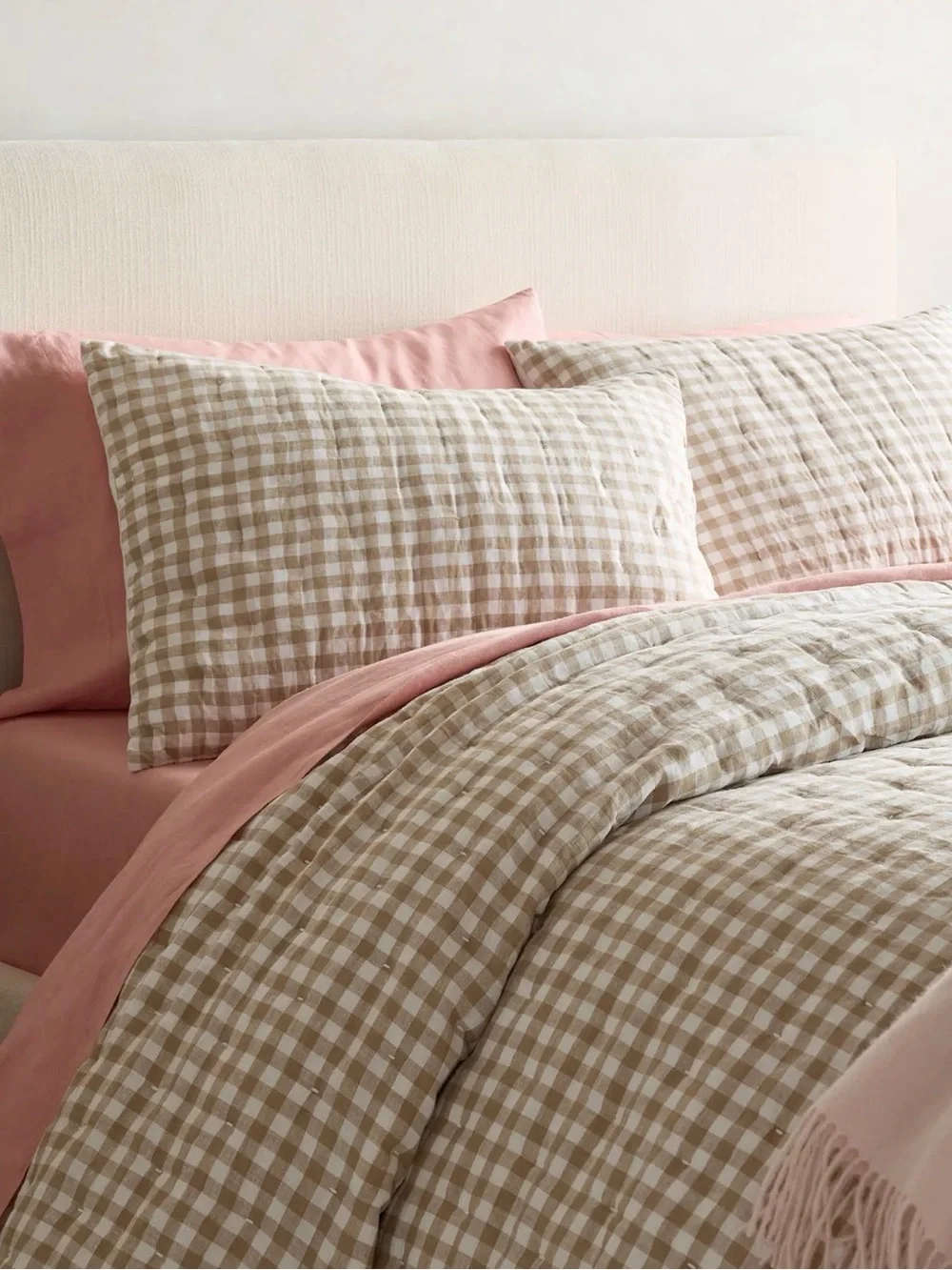 NWOT Cafe Gingham Dream Linen King Sham Set - Retail $70